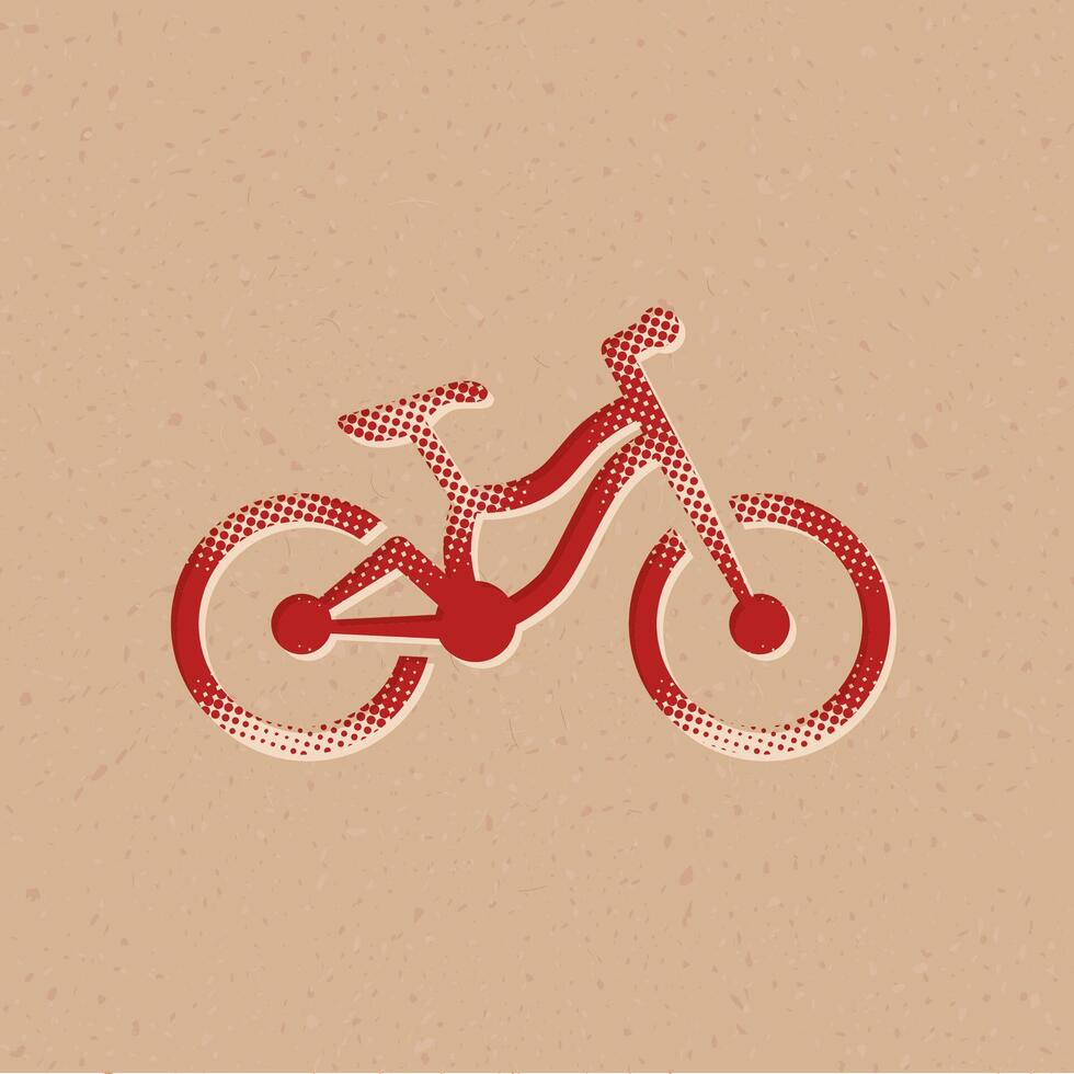 berg fiets halftone stijl icoon met grunge achtergrond vector illustratie