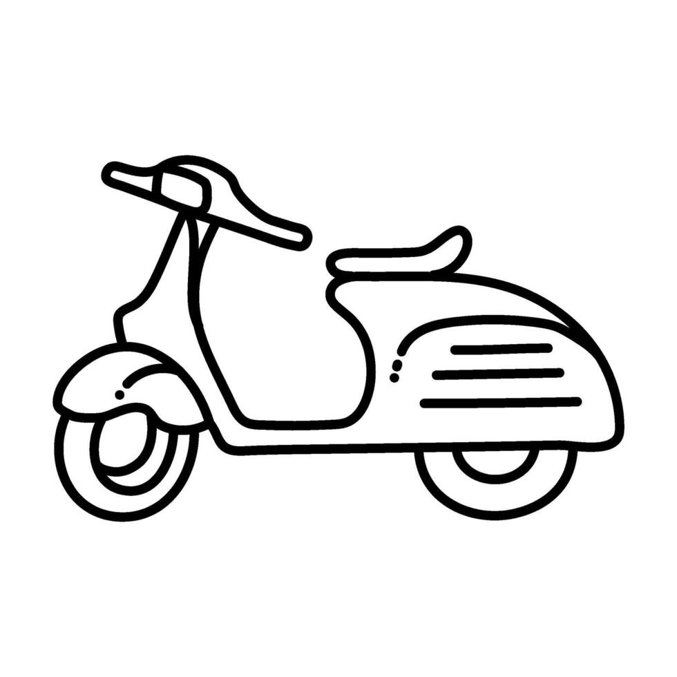 wijnoogst scooter icoon. hand- getrokken vector illustratie. bewerkbare lijn hartinfarct.