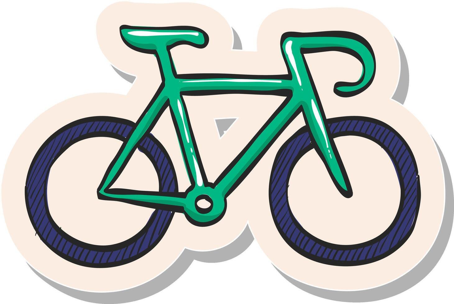 hand- getrokken weg fiets icoon in sticker stijl vector illustratie