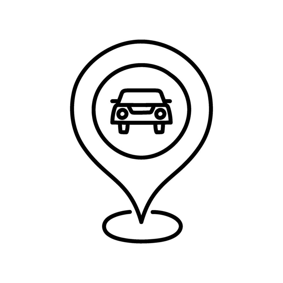 pin kaart auto icoon hand- getrokken vector illustratie