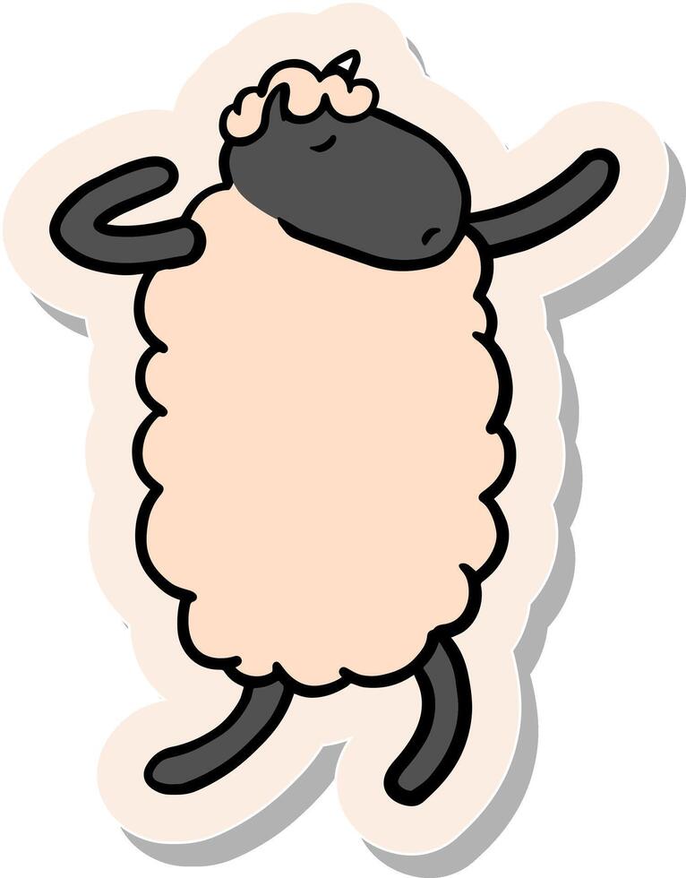 hand- getrokken dansen schapen hand- in sticker stijl vector illustratie