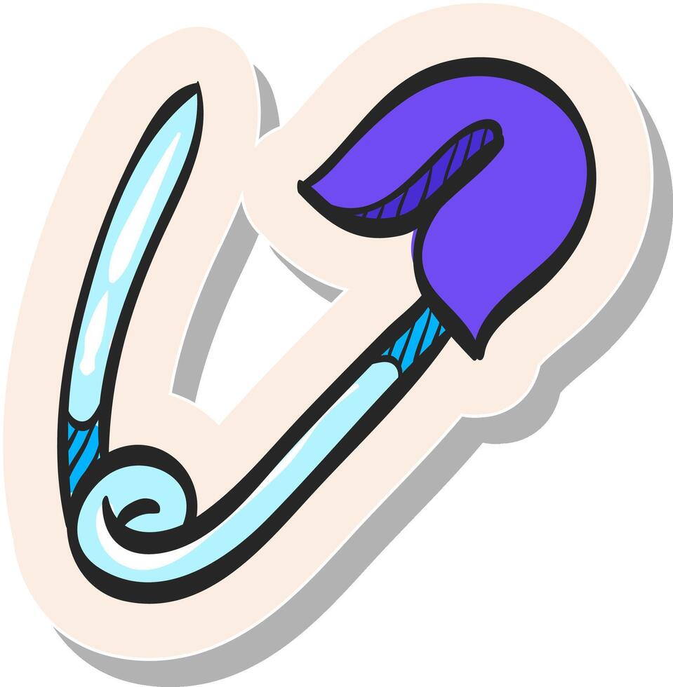 hand- getrokken pin icoon in sticker stijl vector illustratie
