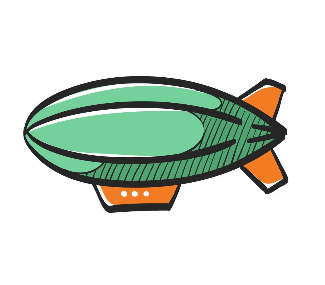 luchtschip icoon in hand- getrokken kleur vector illustratie
