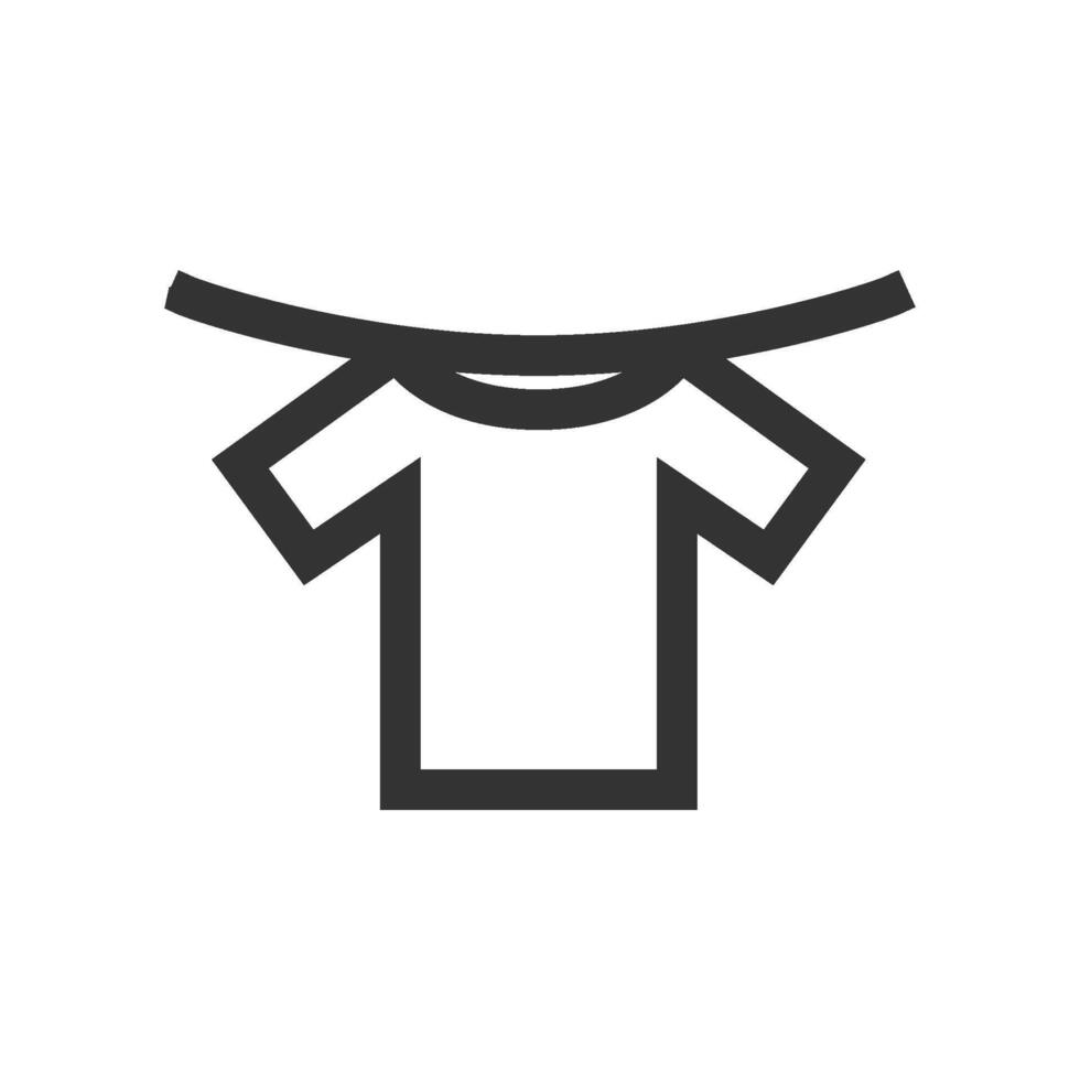 kleren hangen icoon in dik schets stijl. zwart en wit monochroom vector illustratie.