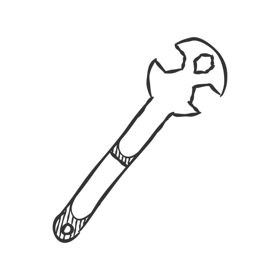 fiets moersleutel icoon in hand- getrokken tekening vector