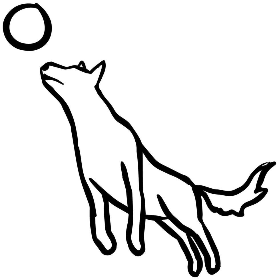 hand- getrokken hond en bal. vector illustratie.