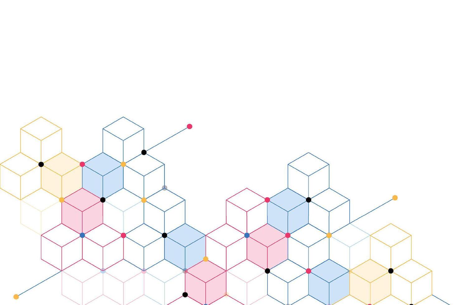 abstracte geometrische dozen patroon punt lijn verbinding achtergrond. moderne technologie met vierkante mazen. geometrisch op witte achtergrond met lijnen. kubus cel. vector illustratie
