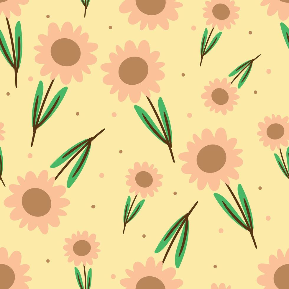 naadloos patroon met schattig tekenfilm bloemen, voor kleding stof afdrukken, textiel, geschenk omhulsel papier. kleurrijk vector voor kinderen, vlak stijl