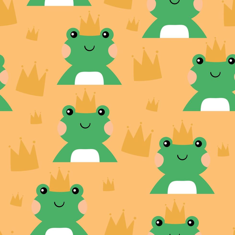 naadloos patroon met schattig tekenfilm groen kikkers, voor kleding stof afdrukken, textiel, geschenk omhulsel papier. kleurrijk vector voor kinderen, vlak stijl