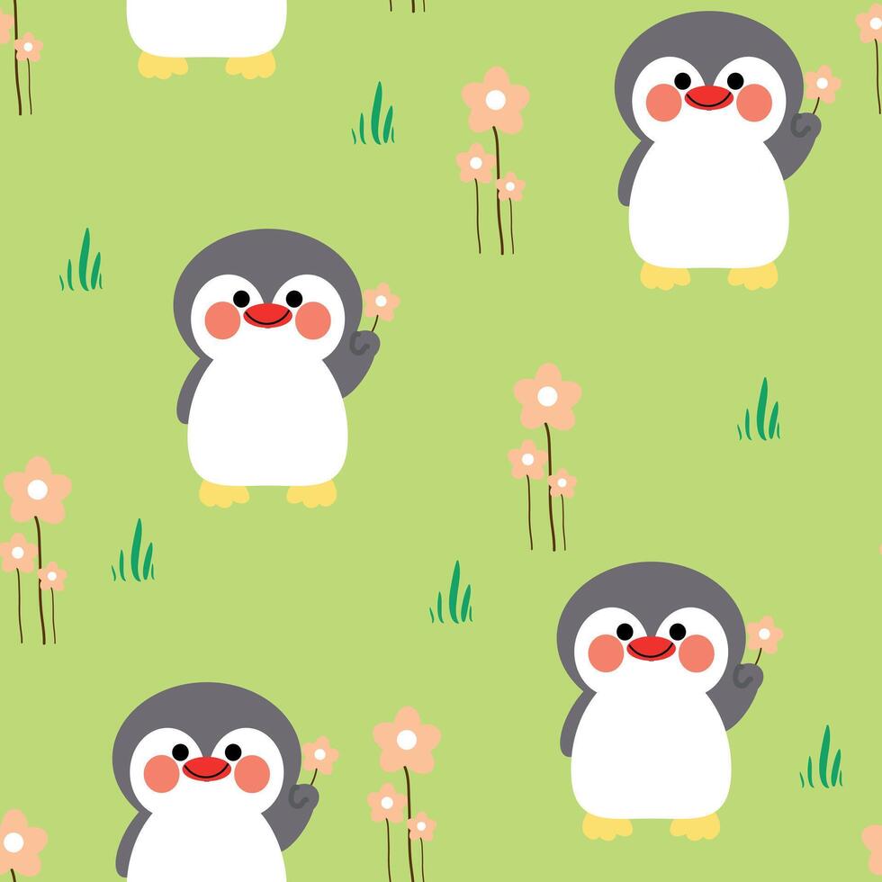naadloos patroon met schattig tekenfilm pinguïns voor kleding stof afdrukken, textiel, geschenk omhulsel papier. kinderen kleurrijk vector, vlak stijl vector
