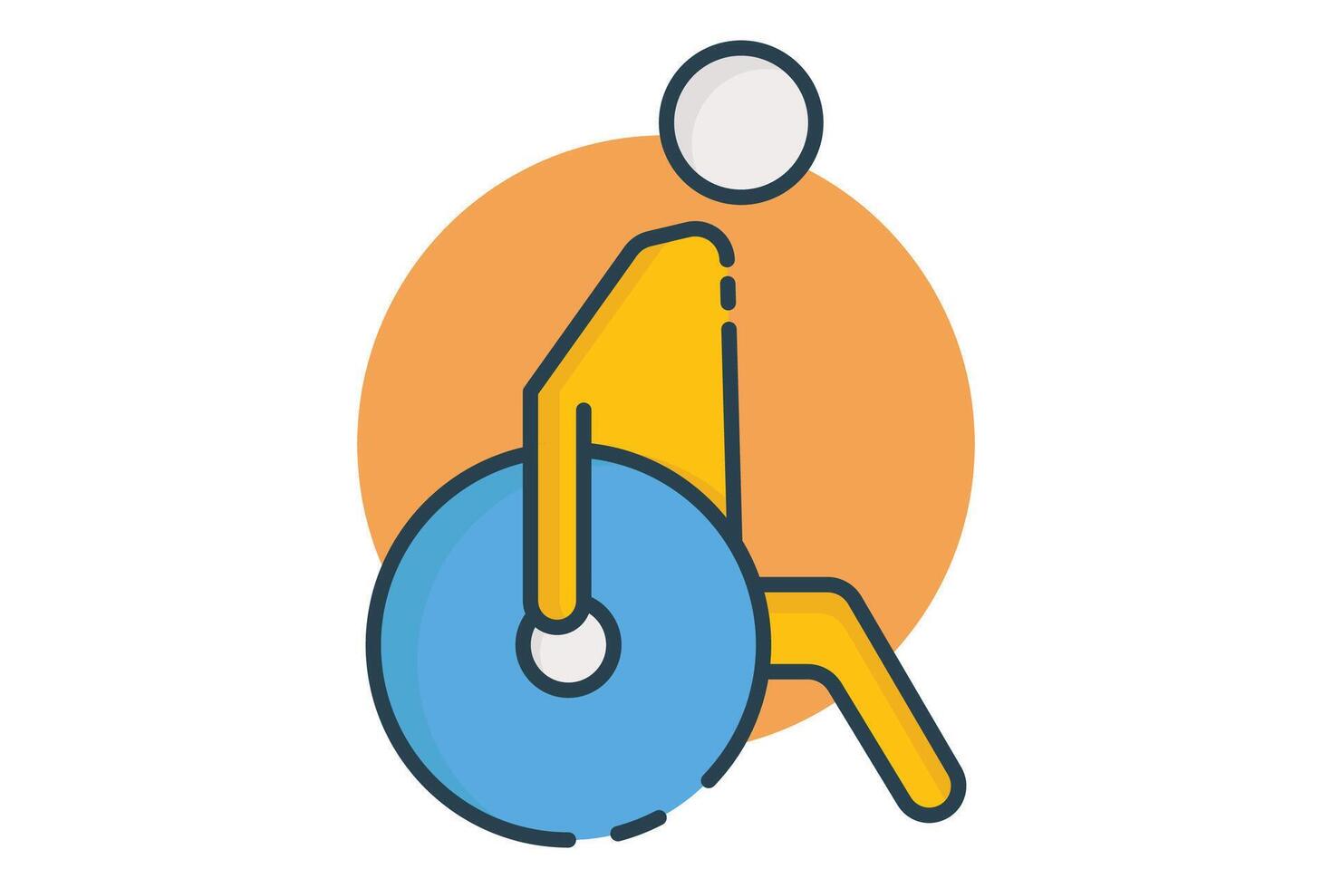 handicap teken. icoon van een persoon gebruik makend van een rolstoel. icoon verwant naar onbekwaamheid. vlak lijn icoon stijl. element illustratie vector