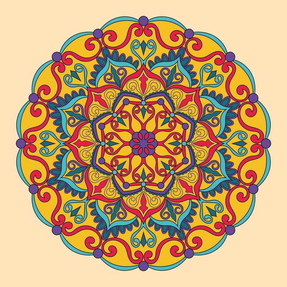 kleurrijk mandala, bloemen vector illustratie