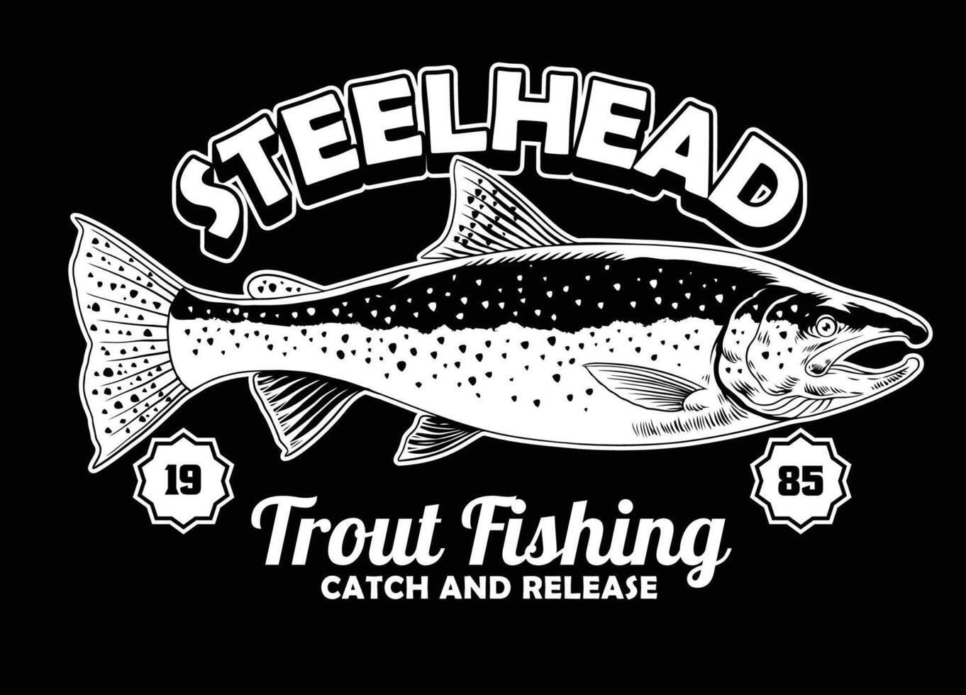 steelhead forel visvangst overhemd ontwerp illustratie vector