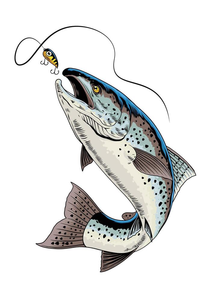 forel vis hand- getrokken wijnoogst illustratie vector