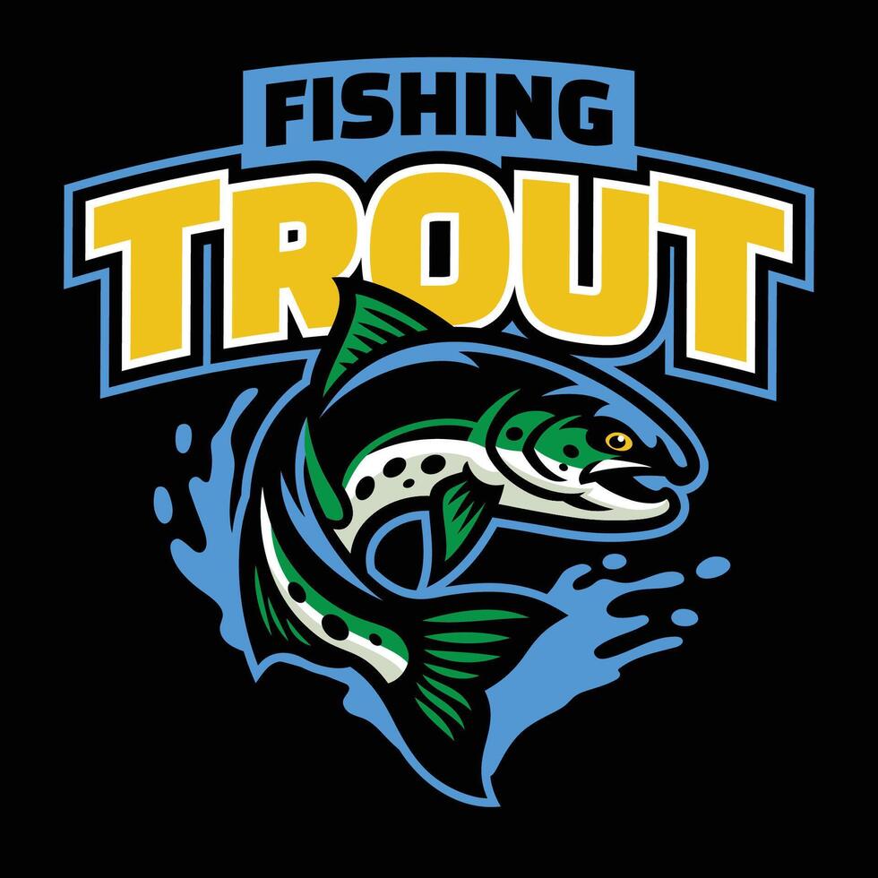 forel visvangst esport logo mascotte vector