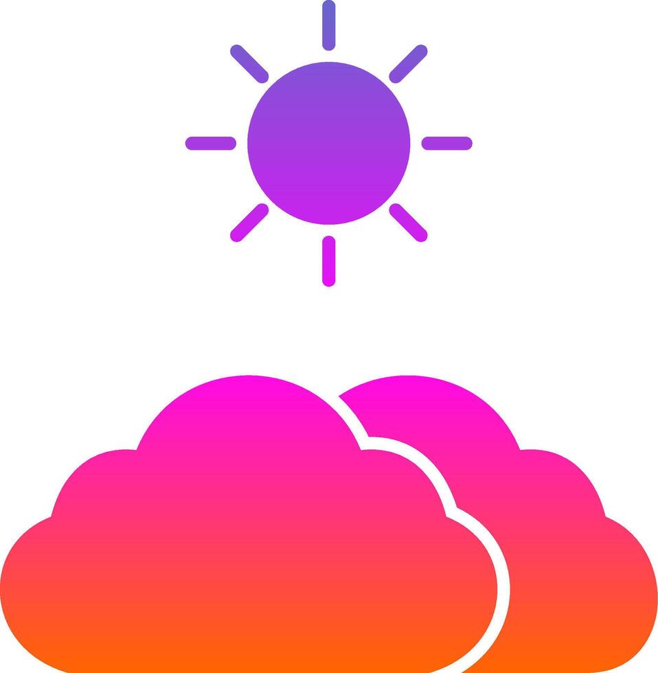 wolken en zon glyph helling icoon vector