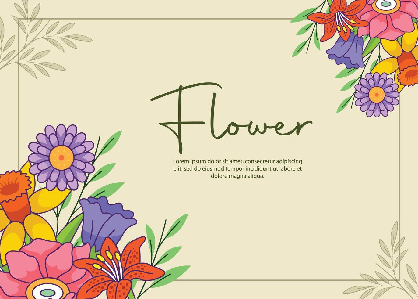 bloem kader achtergrond sjabloon ontwerp vector