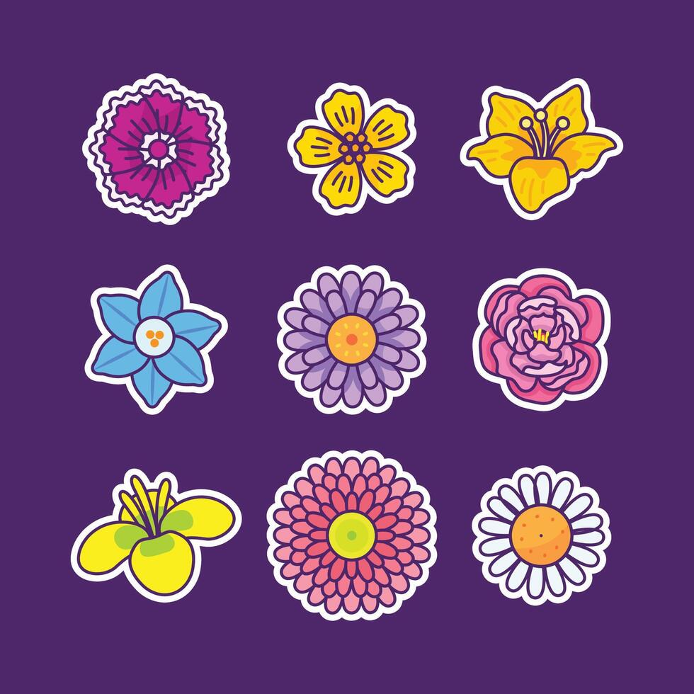 reeks icoon verzameling bloemen ontwerp vector