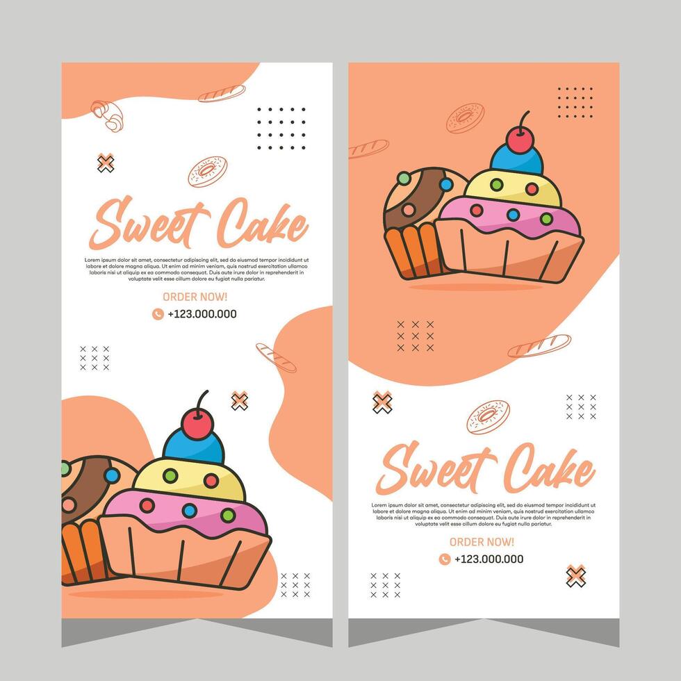 verticaal banier van zoet cupcakes vector ontwerp