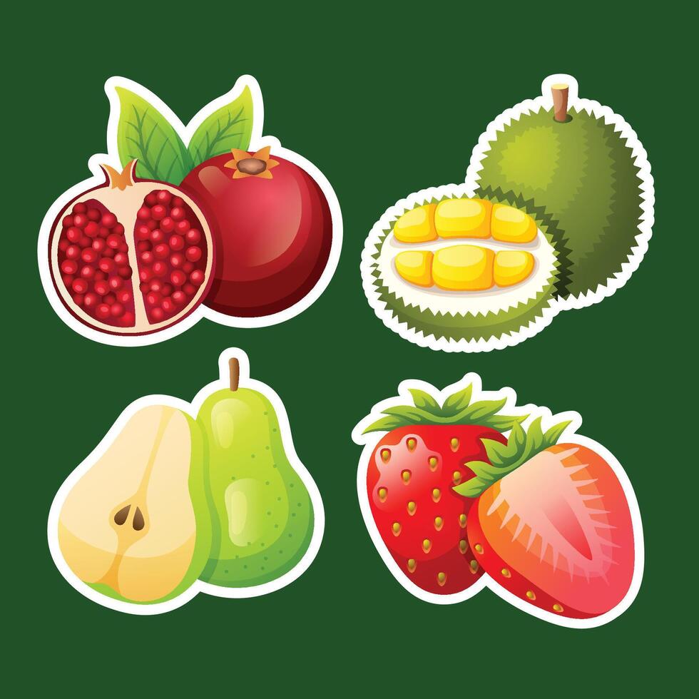 reeks sticker vers fruit ontwerp vector