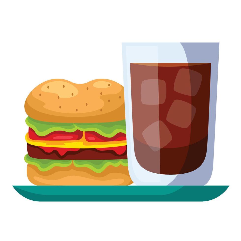 hamburger met drinken icoon illustratie. vector ontwerp