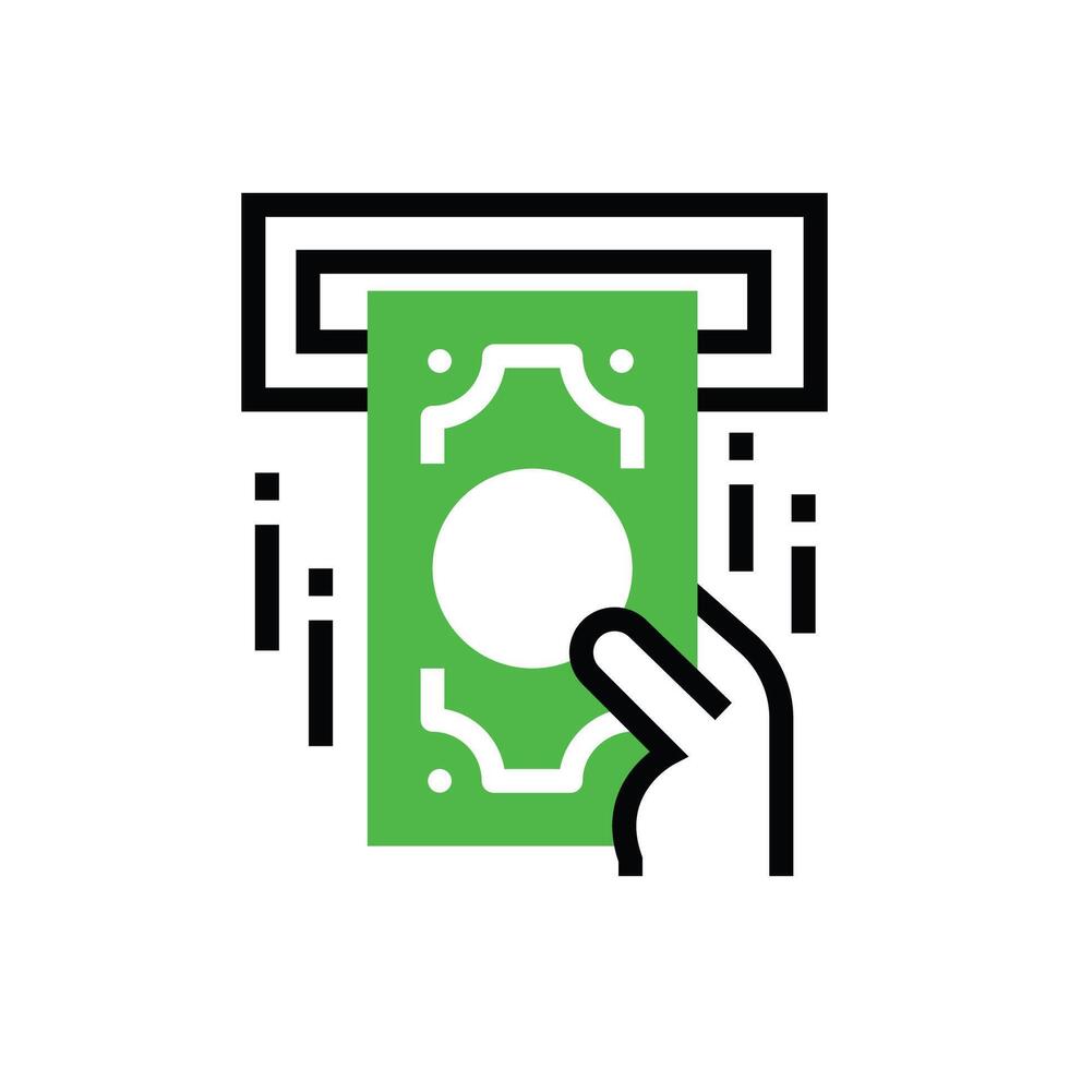 terugtrekken geld in machine Geldautomaat icoon illustratie ontwerp vector