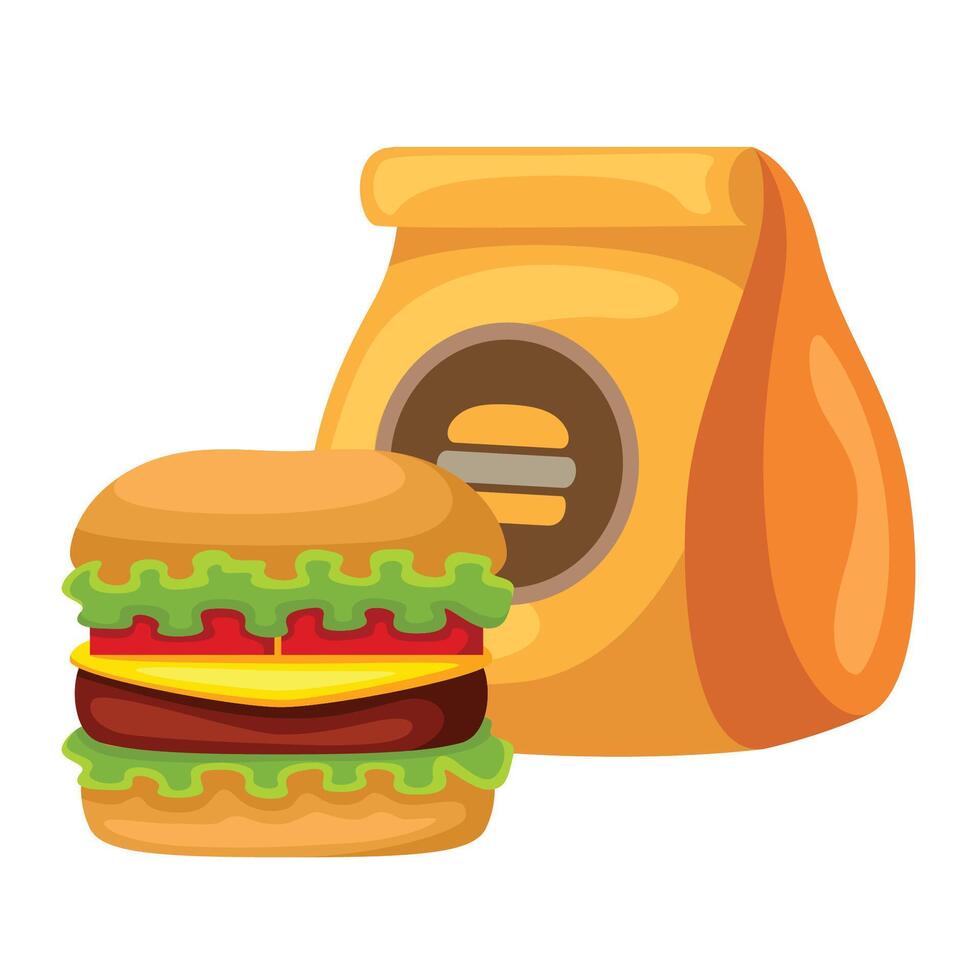 hamburger met doos icoon illustratie. vector ontwerp