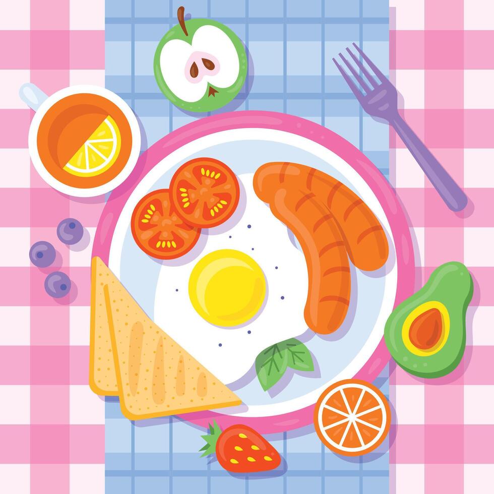 hand- getrokken ontbijt illustratie vector