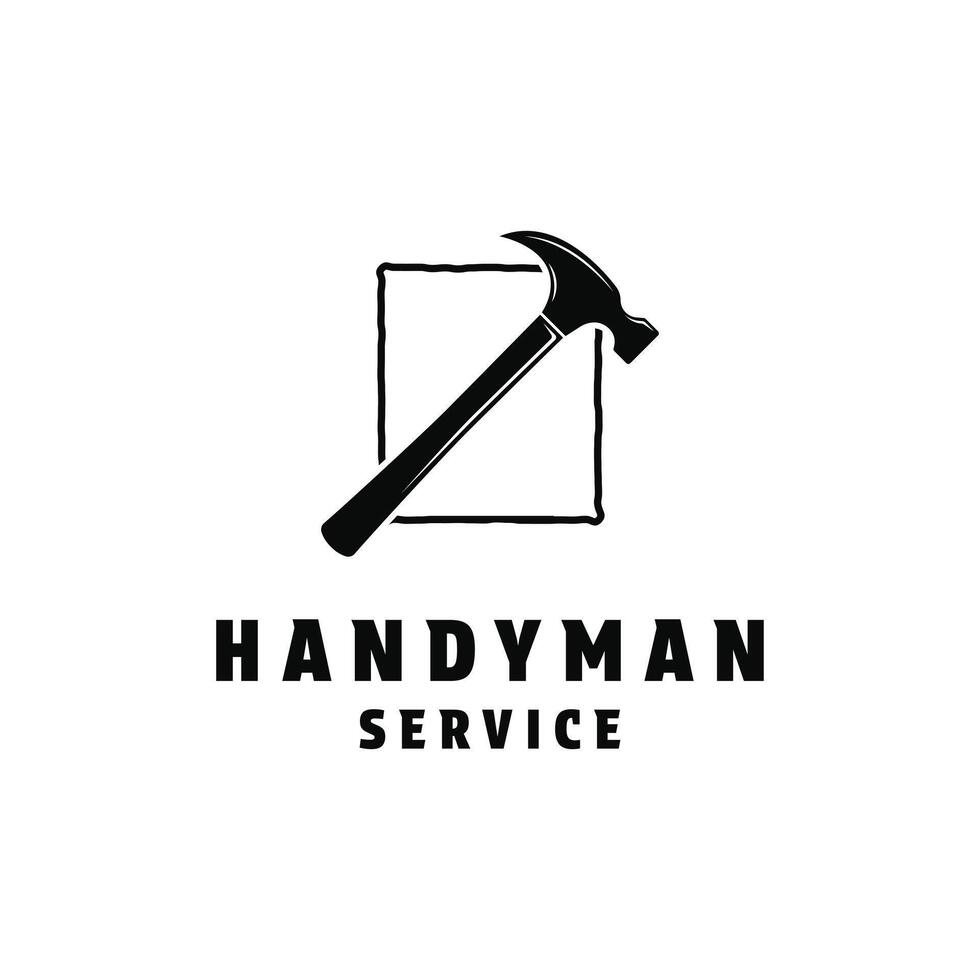 klusjesman onderhoud logo ontwerp concept met hamer symbool vector