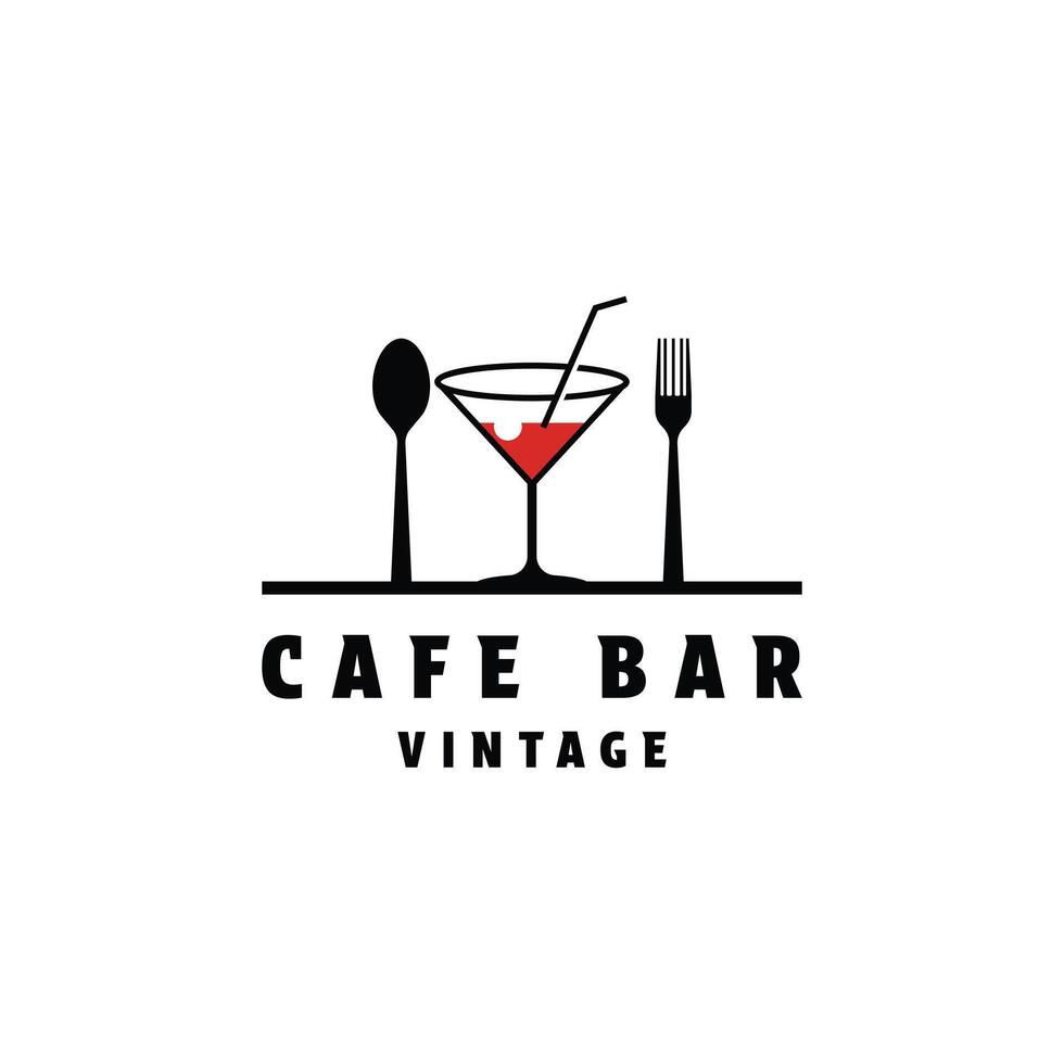 cafe bar cocktail bistro wijnoogst logo ontwerp met lepel en vork vector