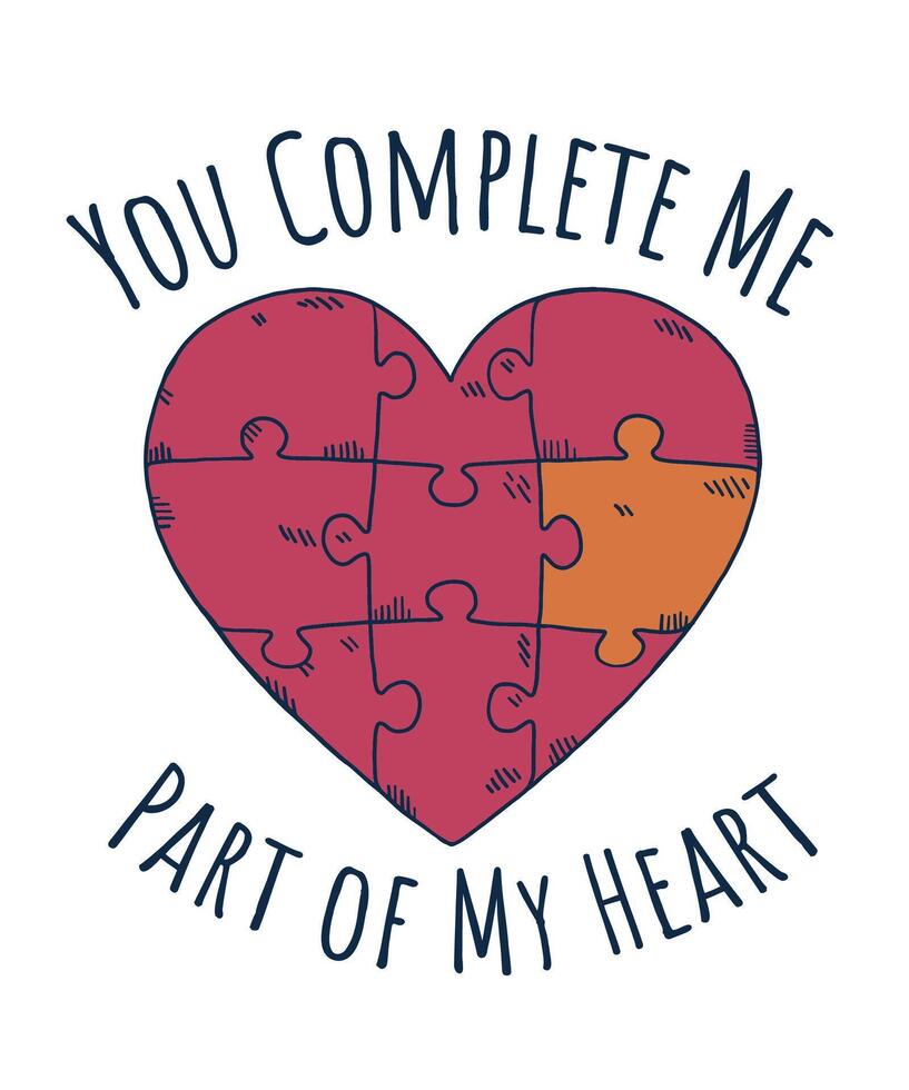 hart liefde puzzel Valentijn dag t-shirt vector