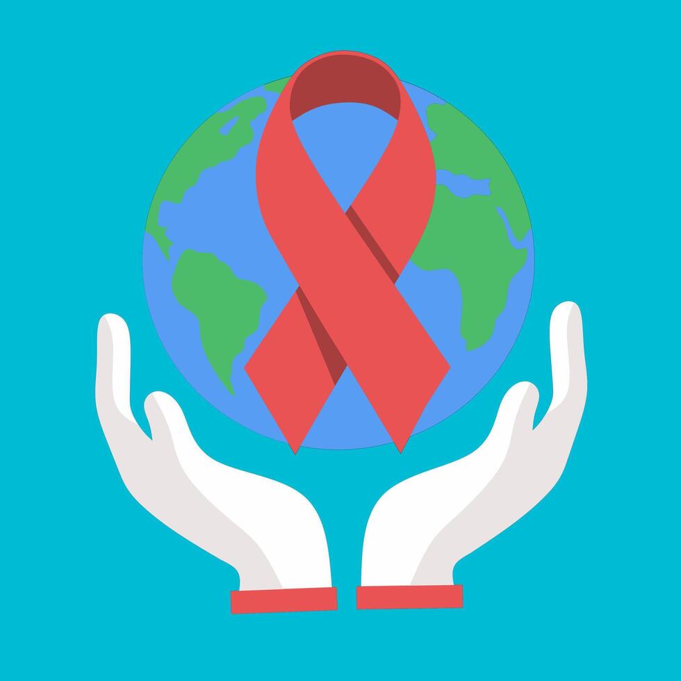 rood lint symbool van wereld AIDS dag, wereld kanker dag vector