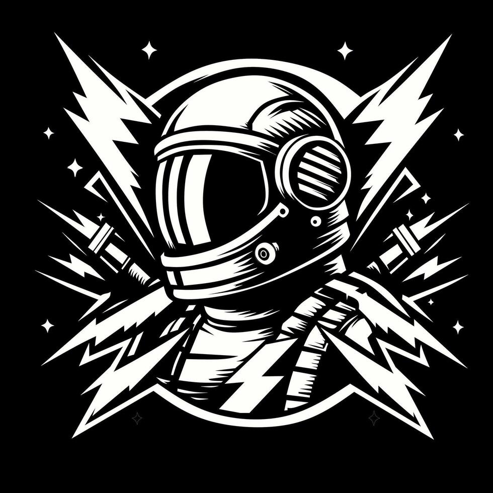 vector illustratie van een persoon vervelend een astronaut helm, zwart en wit