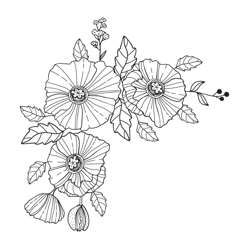 hoek element gemaakt van papaver bloemen. vector illustratie voor decoratie van kaarten, uitnodigingen