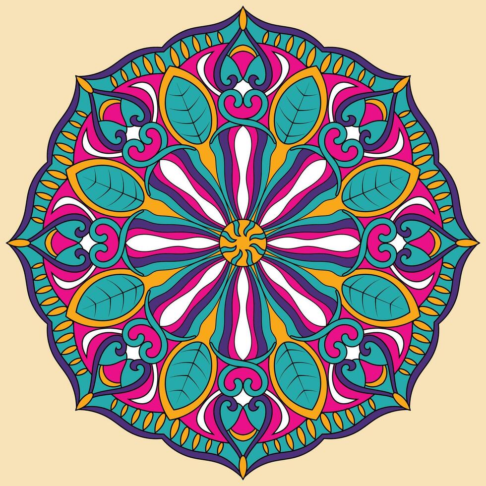 bloem ronde sier- meetkundig kleedje patroon, mandala vector illustratie