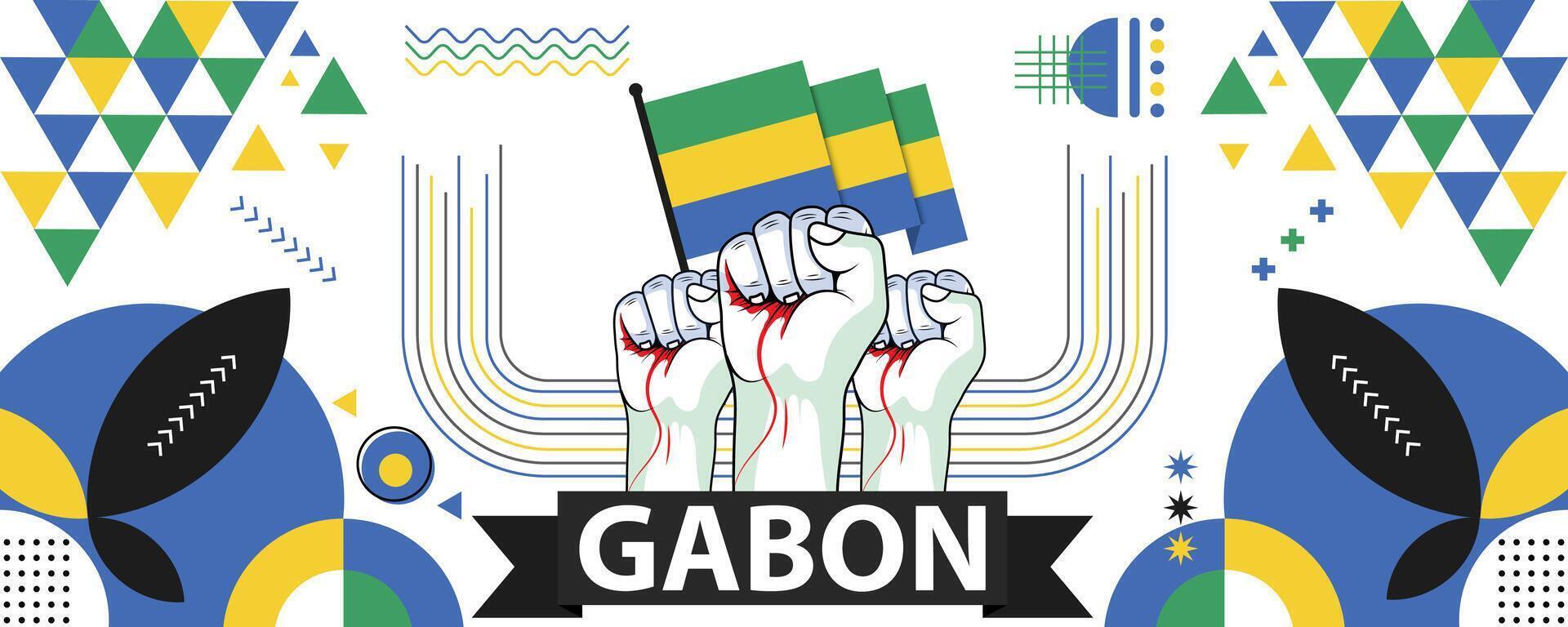 Gabon nationaal of onafhankelijkheid dag banier ontwerp voor land viering. vlag van Gabon modern retro ontwerp abstract meetkundig pictogrammen. vector illustratie