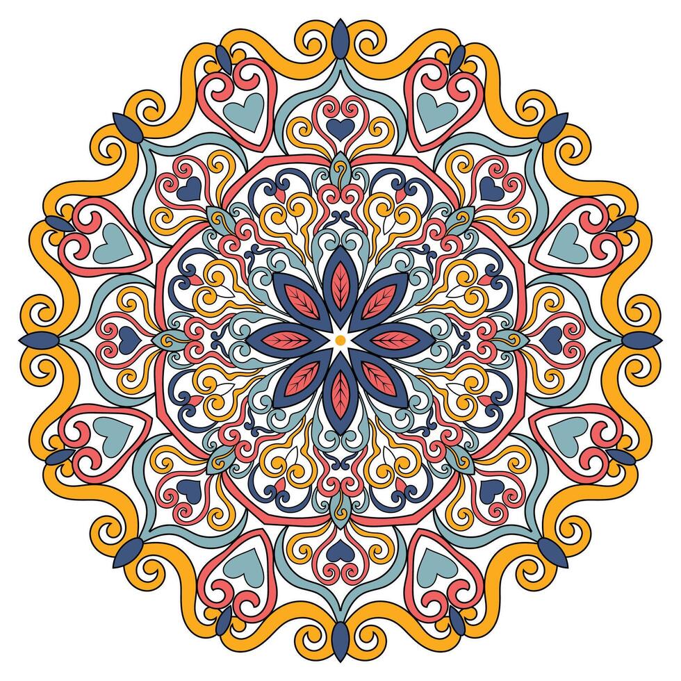 kleurrijk bloemen mandala achtergrond. vector hand- getrokken tekening kunst. decoratief bloem. kleur boek bladzijde. pro vector