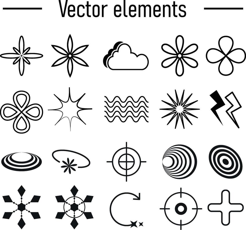 reeks met y2k elementen. esthetisch abstract vector vormen.