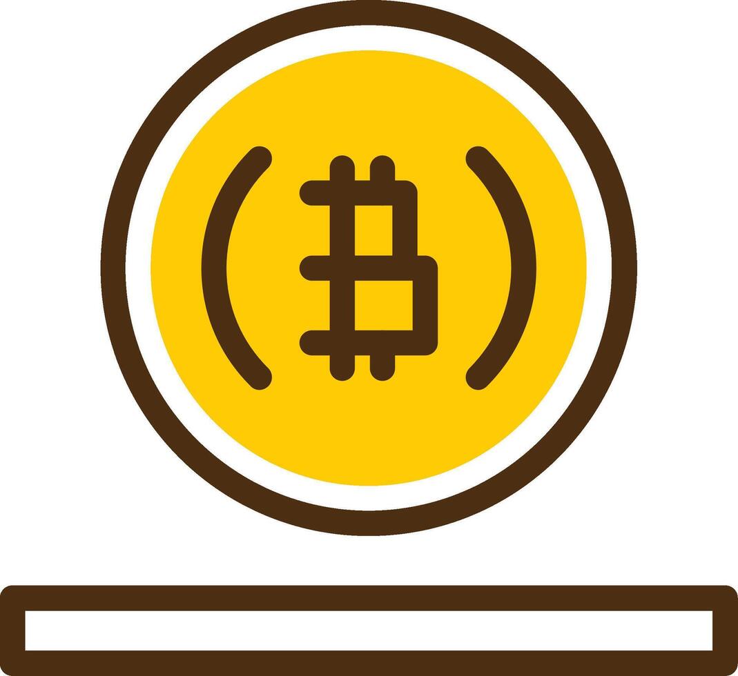 bitcoin geel lieanr cirkel icoon vector