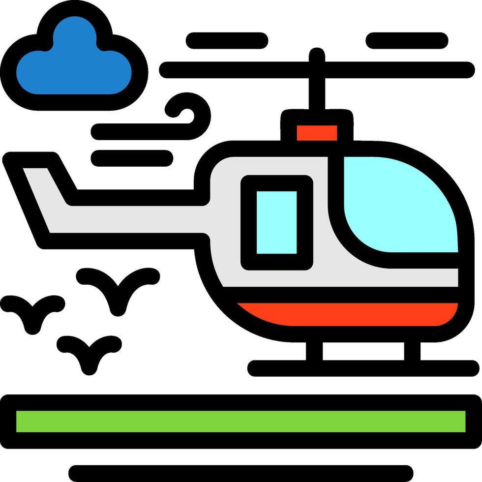 helikopter lijn gevulde icoon vector