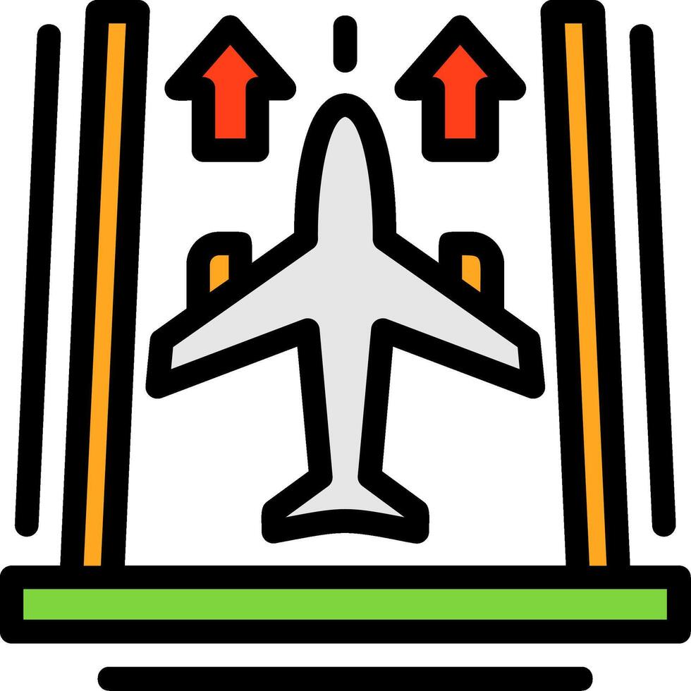 luchthaven landingsbaan lijn gevulde icoon vector