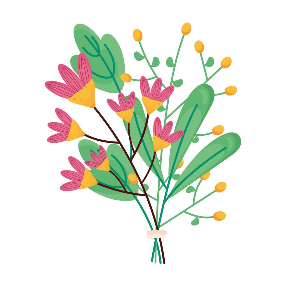 lente seizoen roze bloemen en groene bladeren decoratie vector