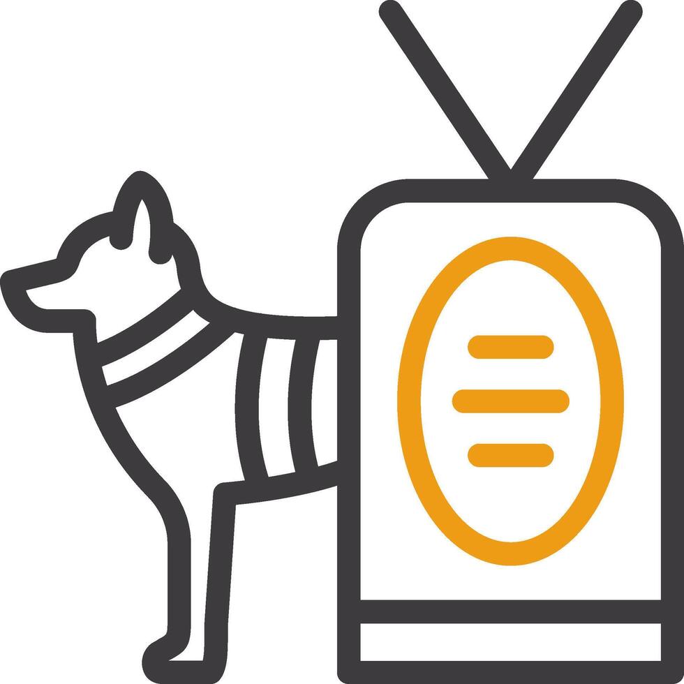 leger hond label lijn twee kleur icoon vector