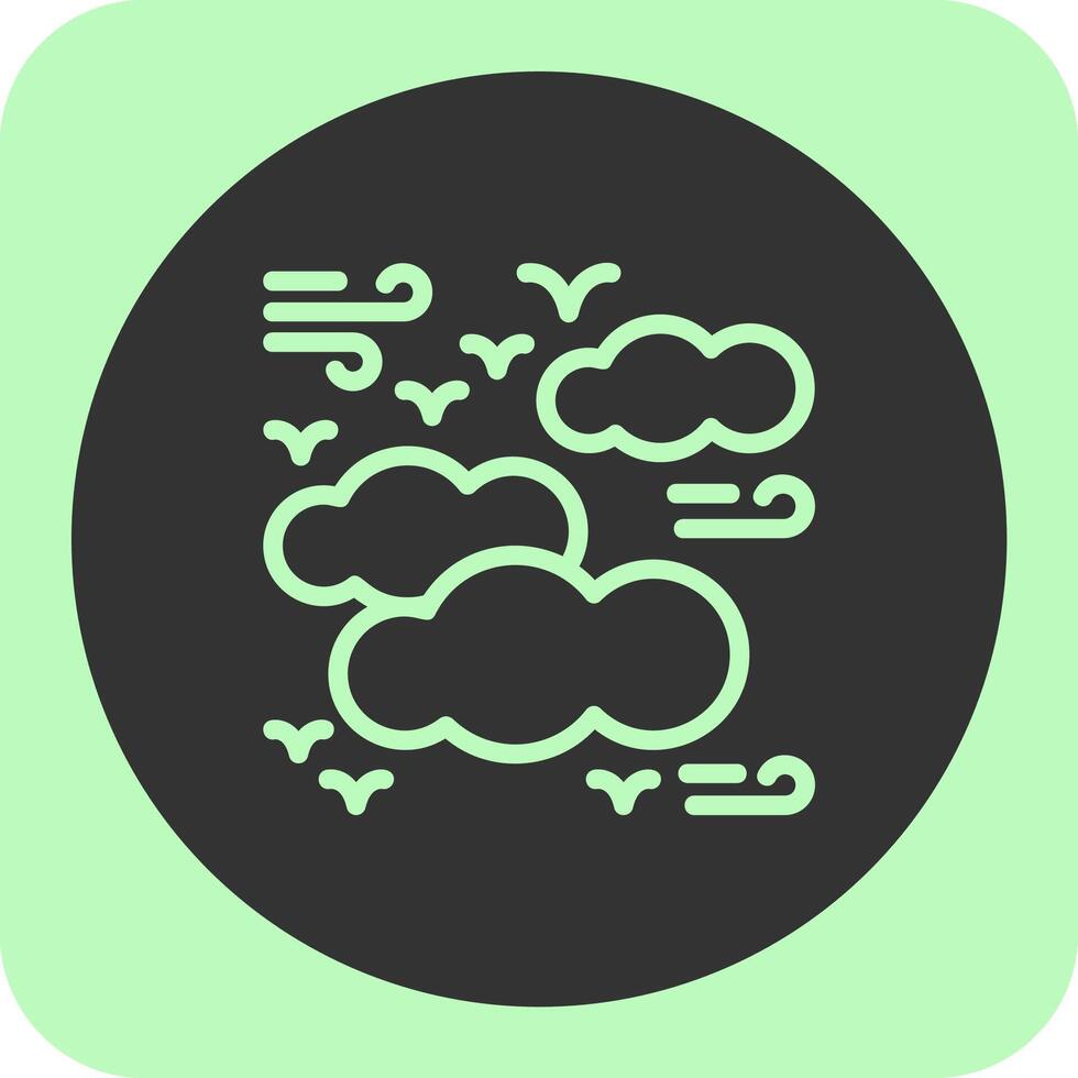 bewolkt lineair ronde icoon vector