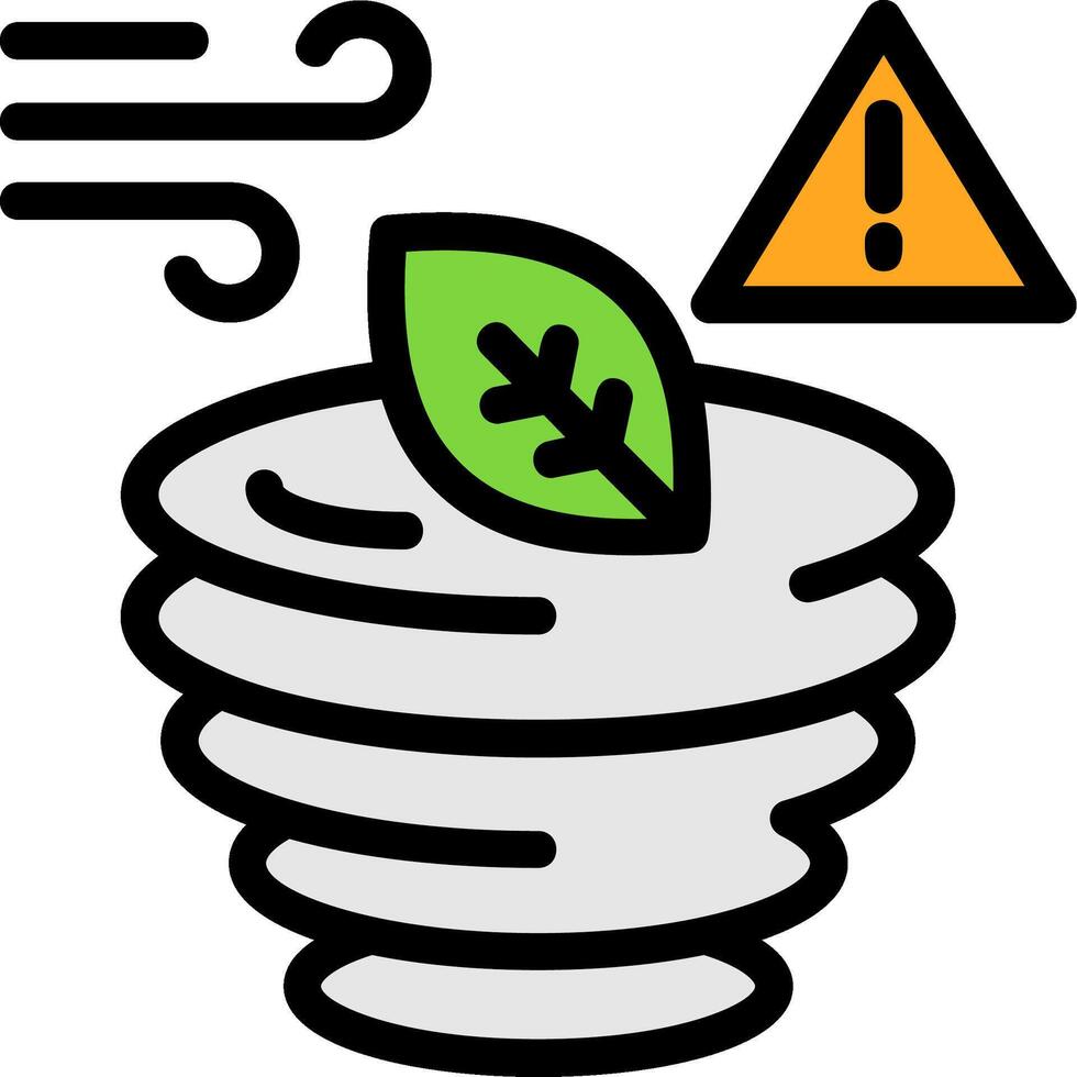 tornado waarschuwing lijn gevulde icoon vector