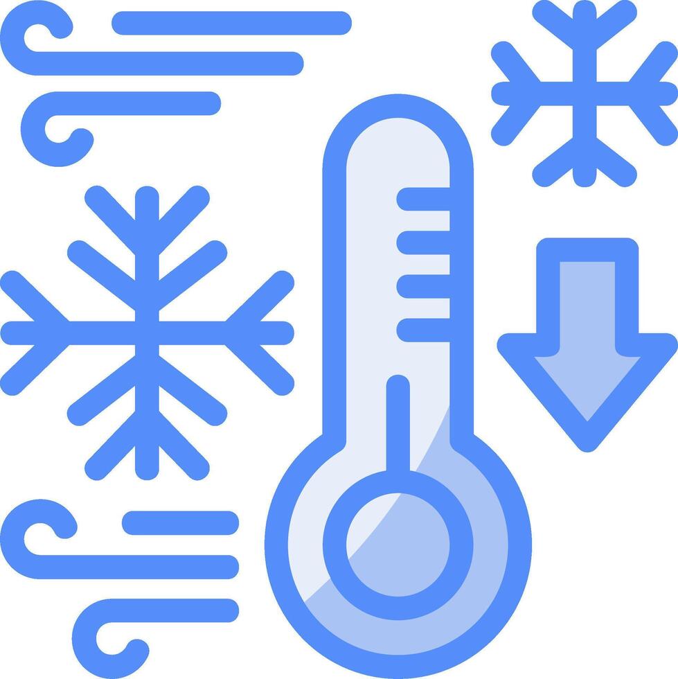 thermometer vallend lijn gevulde blauw icoon vector