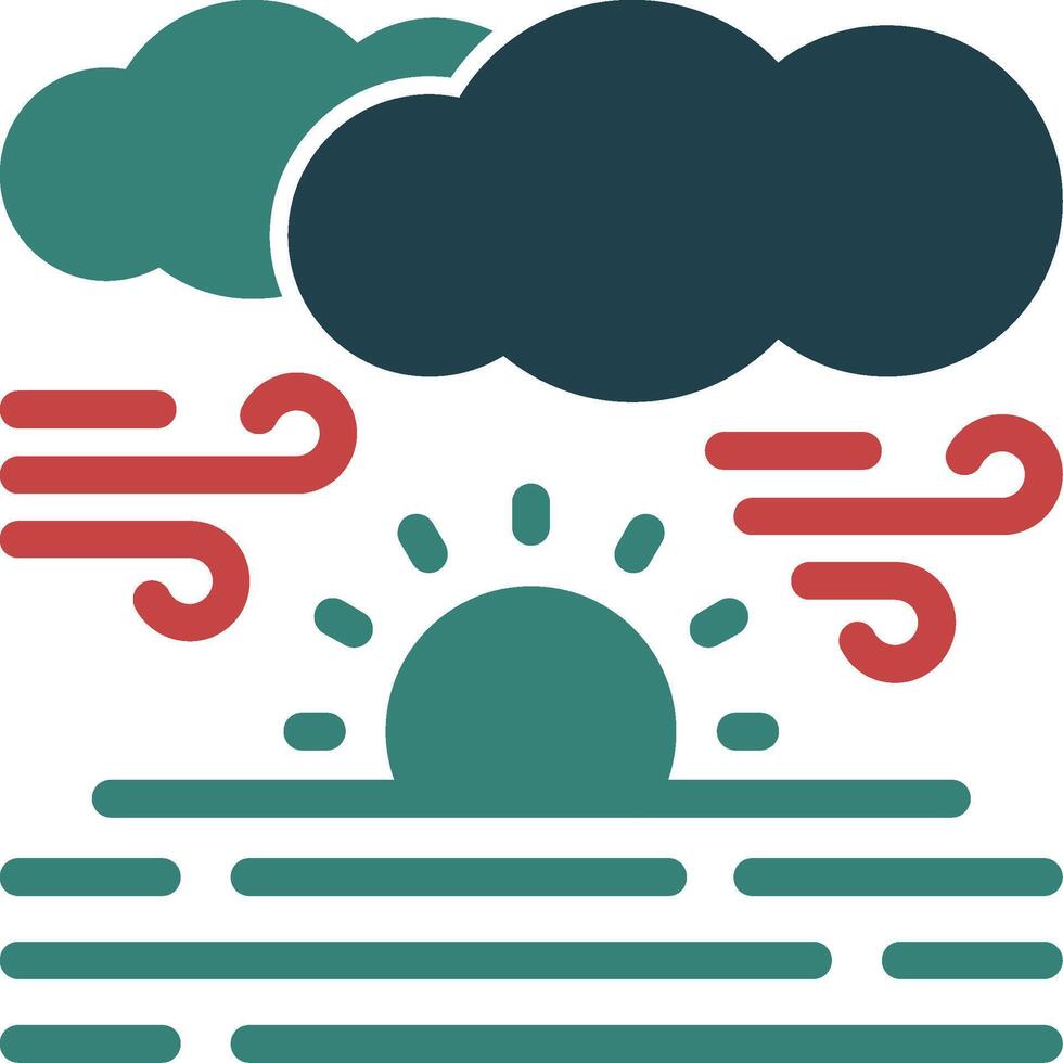 zonsopkomst over- water glyph twee kleur icoon vector