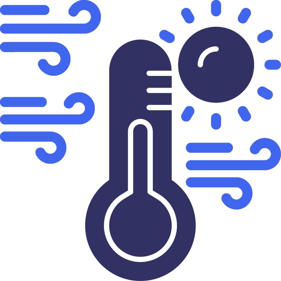 zon met thermometer solide twee kleur icoon vector