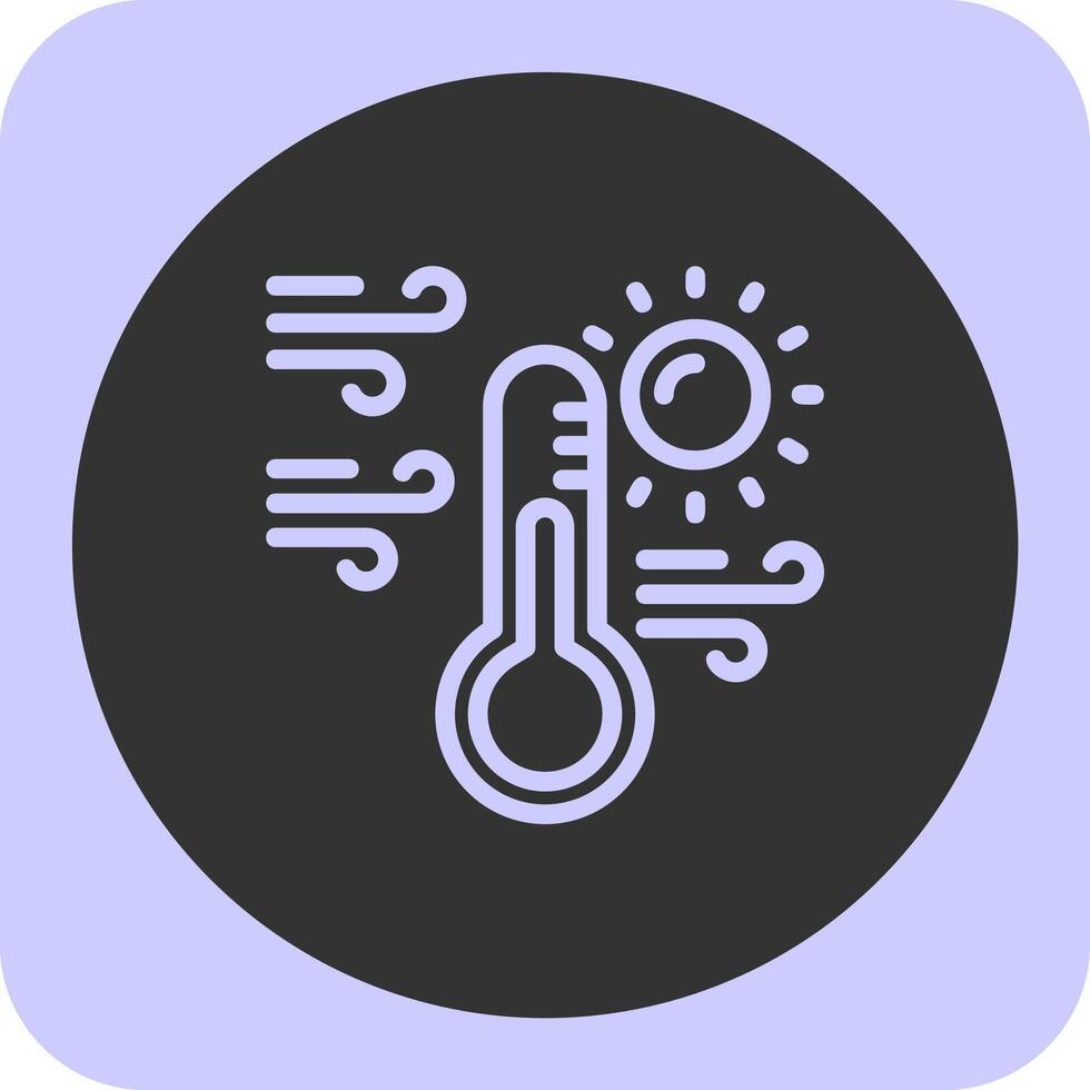 zon met thermometer lineair ronde icoon vector