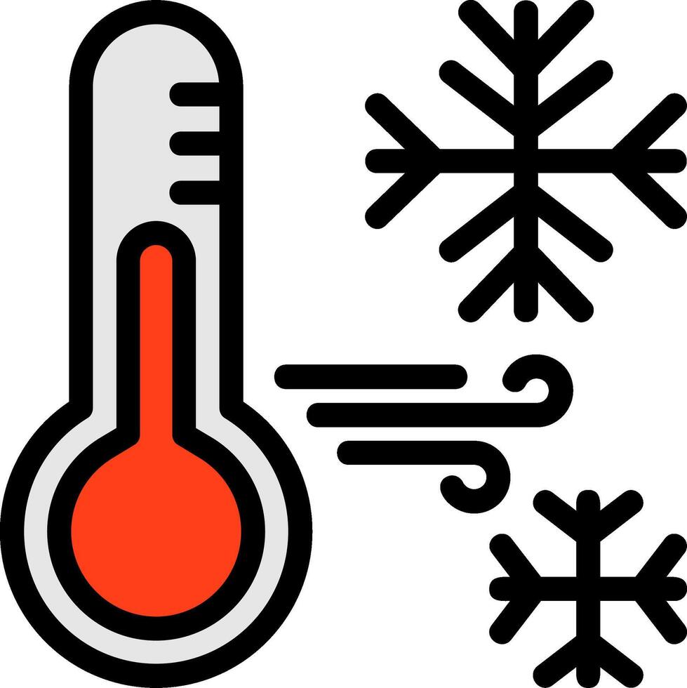 sneeuwvlok met thermometer lijn gevulde icoon vector